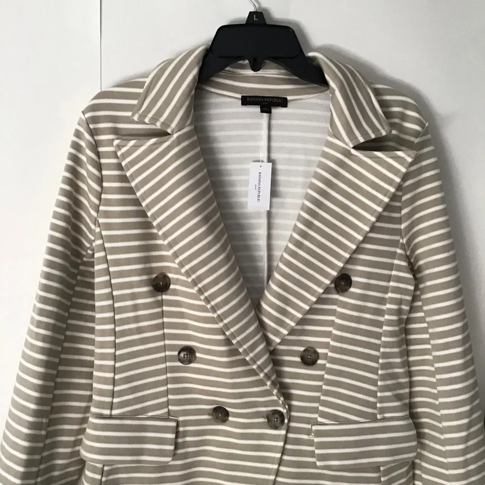 NWT Women’s Banana Republic Pique Knit double Breasted Blazer Jacket M - Picture 7 of 9